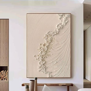 Beige wall art Beige 3D Textured art Beige textured wall art Beige abstract art painting Beige abstract Ocean wave painting Beige wall art