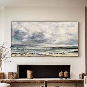 Large Abstract Cloud Painting: Sky Wall Art on Canvas
