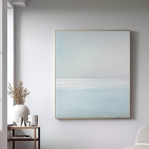 Original Blue Ocean Abstract Oil Painting: Sky and Sea Canvas Art
