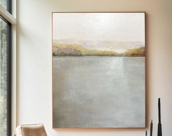 Large Original Beige Grey Abstract Painting For Living Room Contemporary Paintings, Grey Abstract Painting, Oversized Scandinavian Art