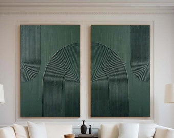 Large Green Abstract Texture Art: 3D Wall Art Set