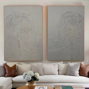 Gray 3D Texture Mural Set: Wabi-Sabi Abstract Painting