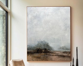 Large Original Grey Brown Abstract Painting For Living Room Contemporary Paintings, Grey Brown Abstract Painting, Oversized Scandinavian Art