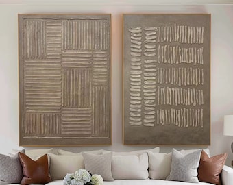 Brown 3D Texture Painting Set: Wabi-Sabi Abstract Wall Art
