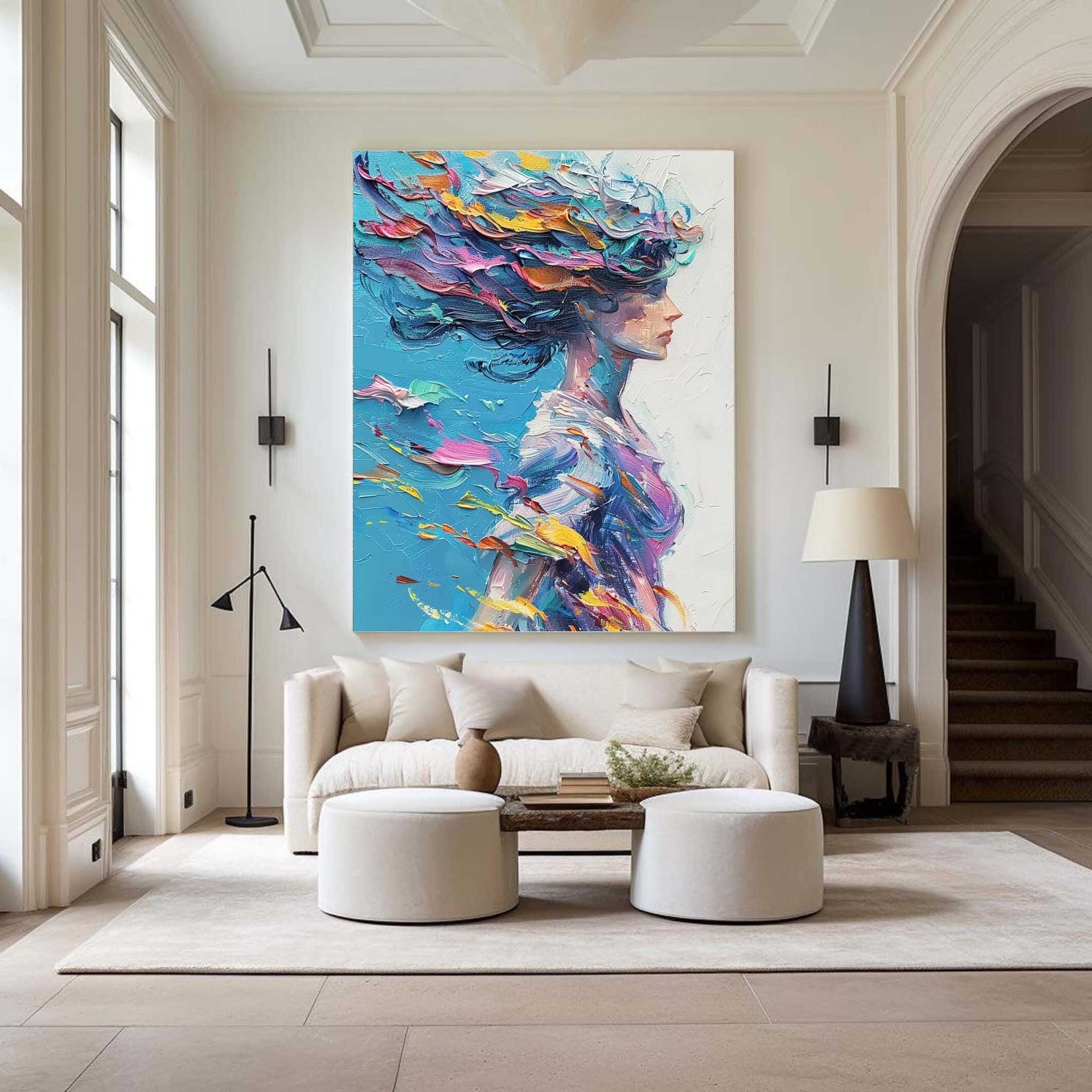 Hand-Painted Large Colorful Floral Art – 3D Wall Decoration