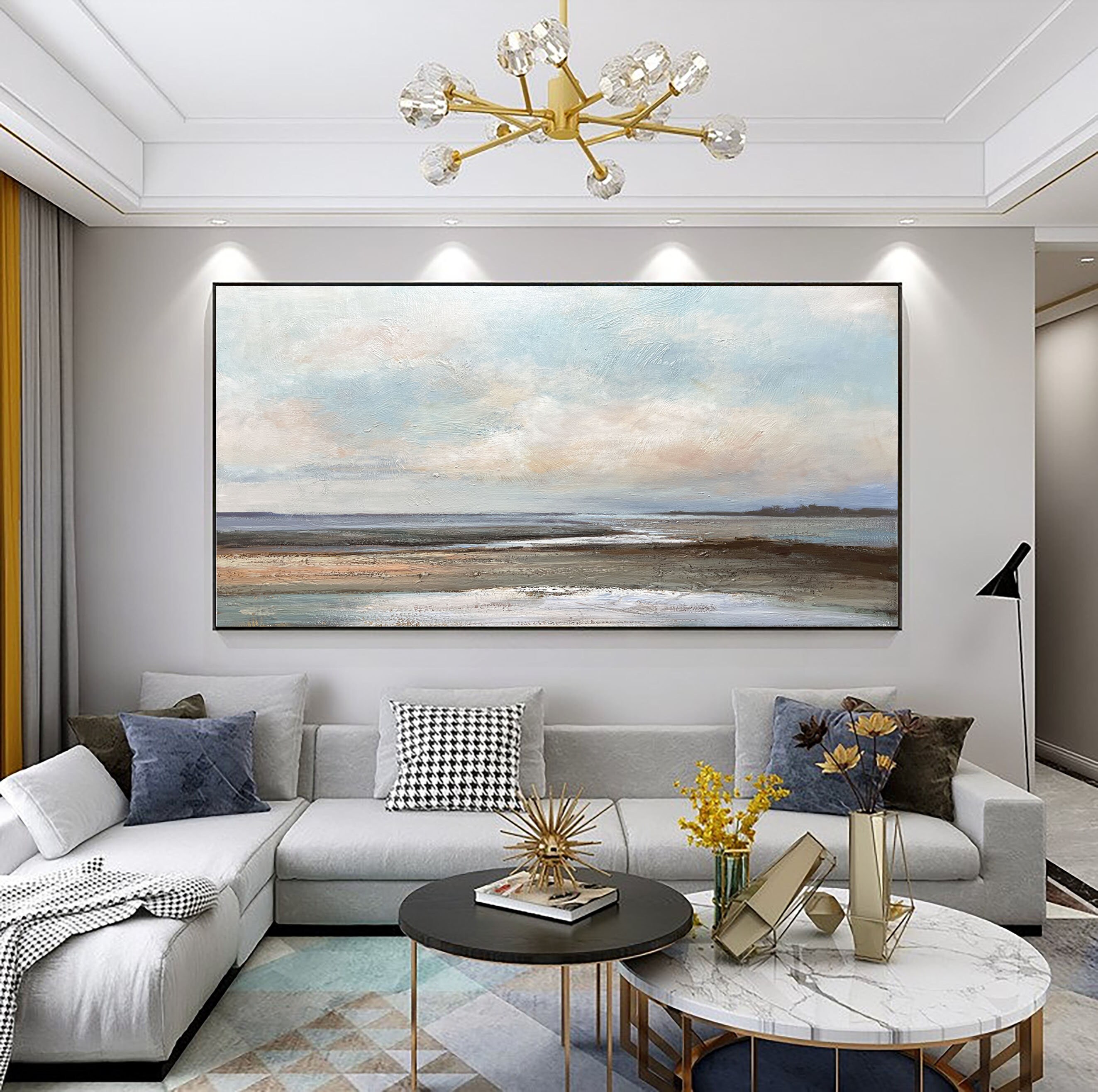 Large Original Wall Art Abstract Cloud Painting Sky Wall Art Etsy