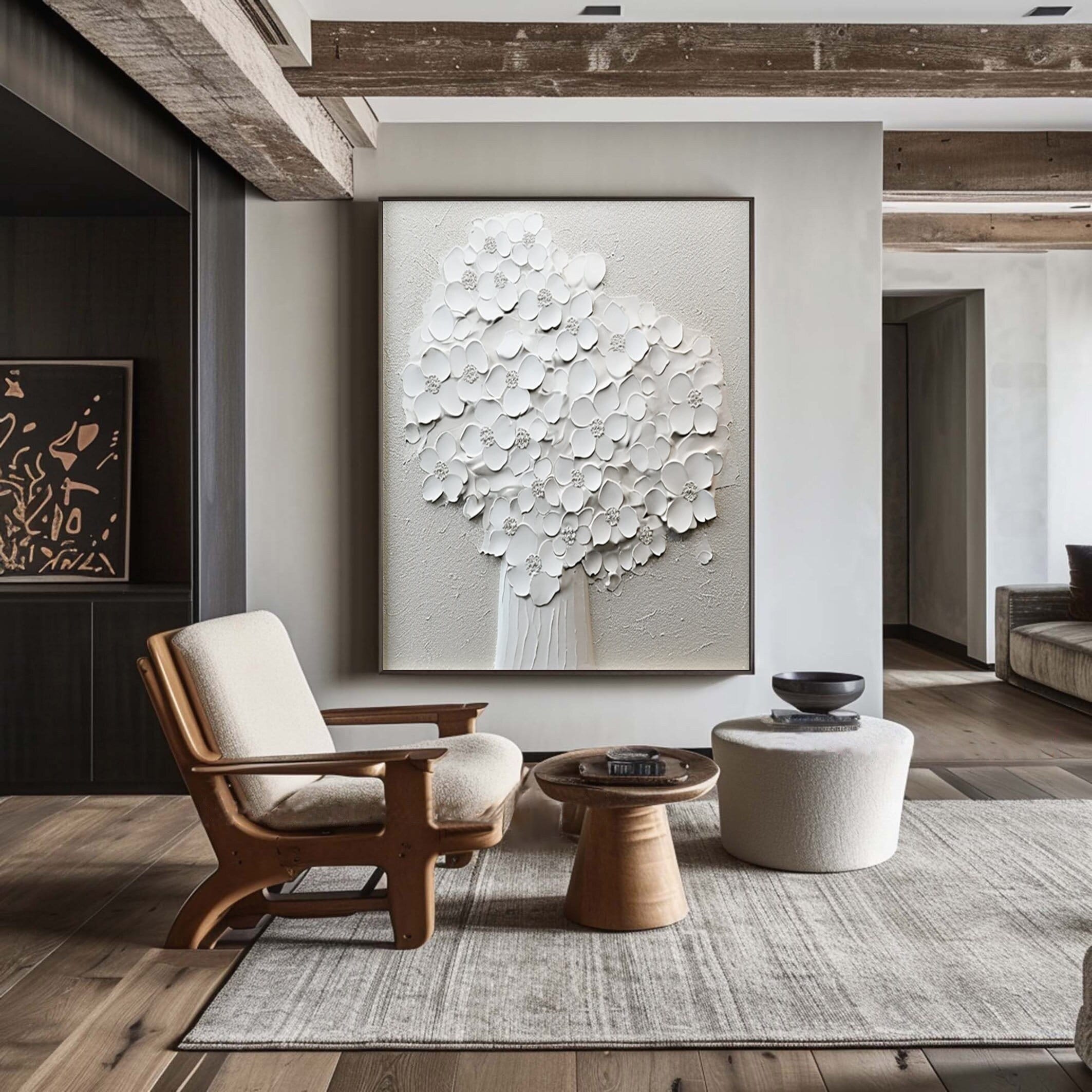 Buy Black and White 3D Texture Art - Modern Framed Minimalist Style