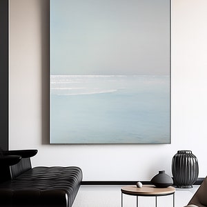 Original Blue Ocean Abstract Oil Painting: Sky and Sea Canvas Art - Etsy