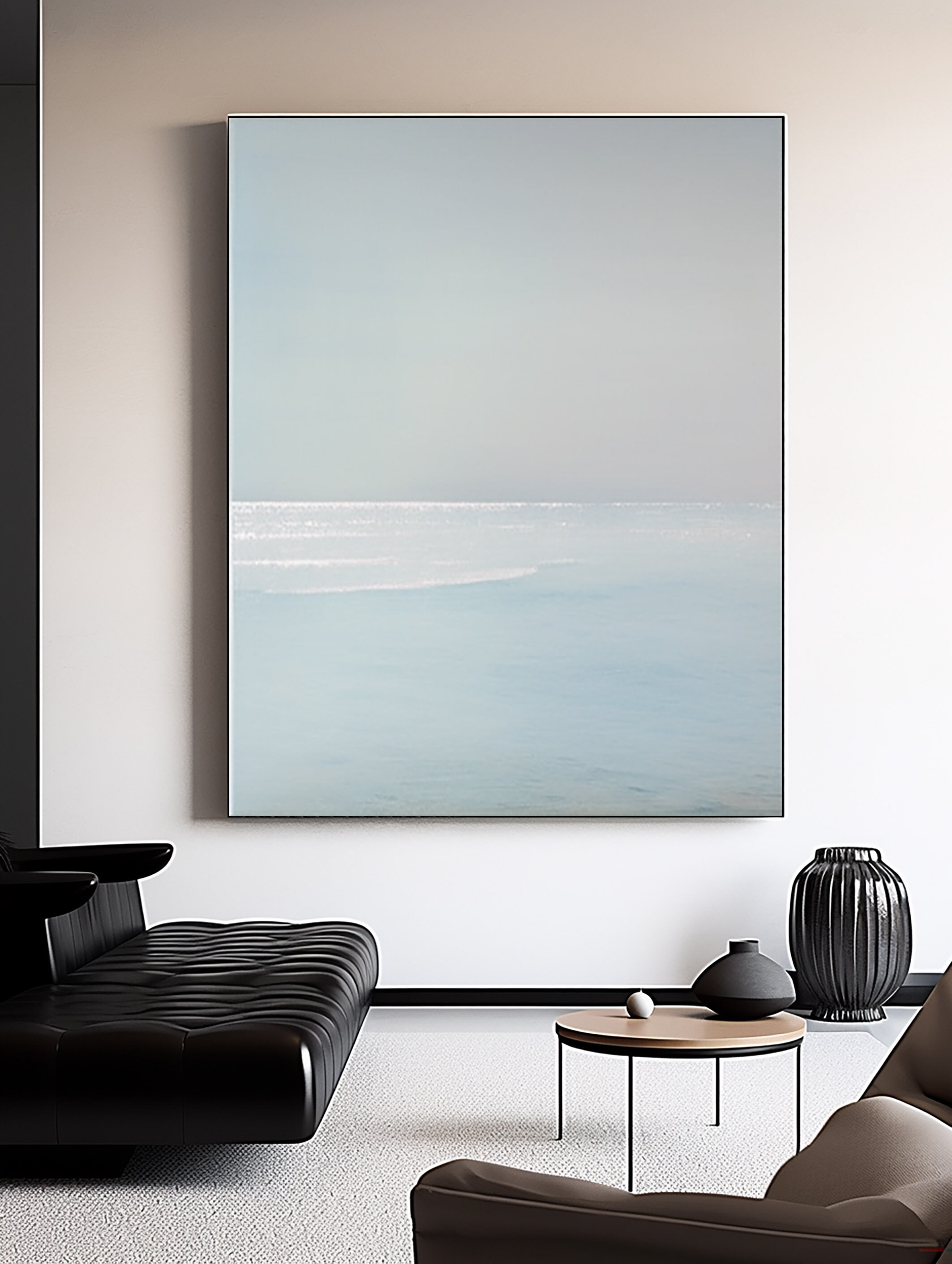 Original Blue Ocean Abstract Oil Painting: Sky and Sea Canvas Art - Etsy