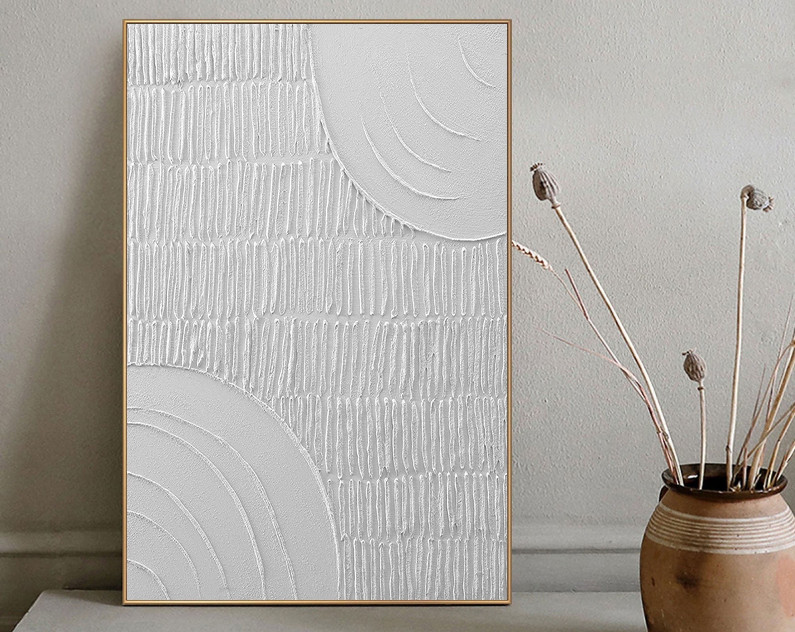 White 3D Texture Art - Minimalist Black and White Abstract Painting