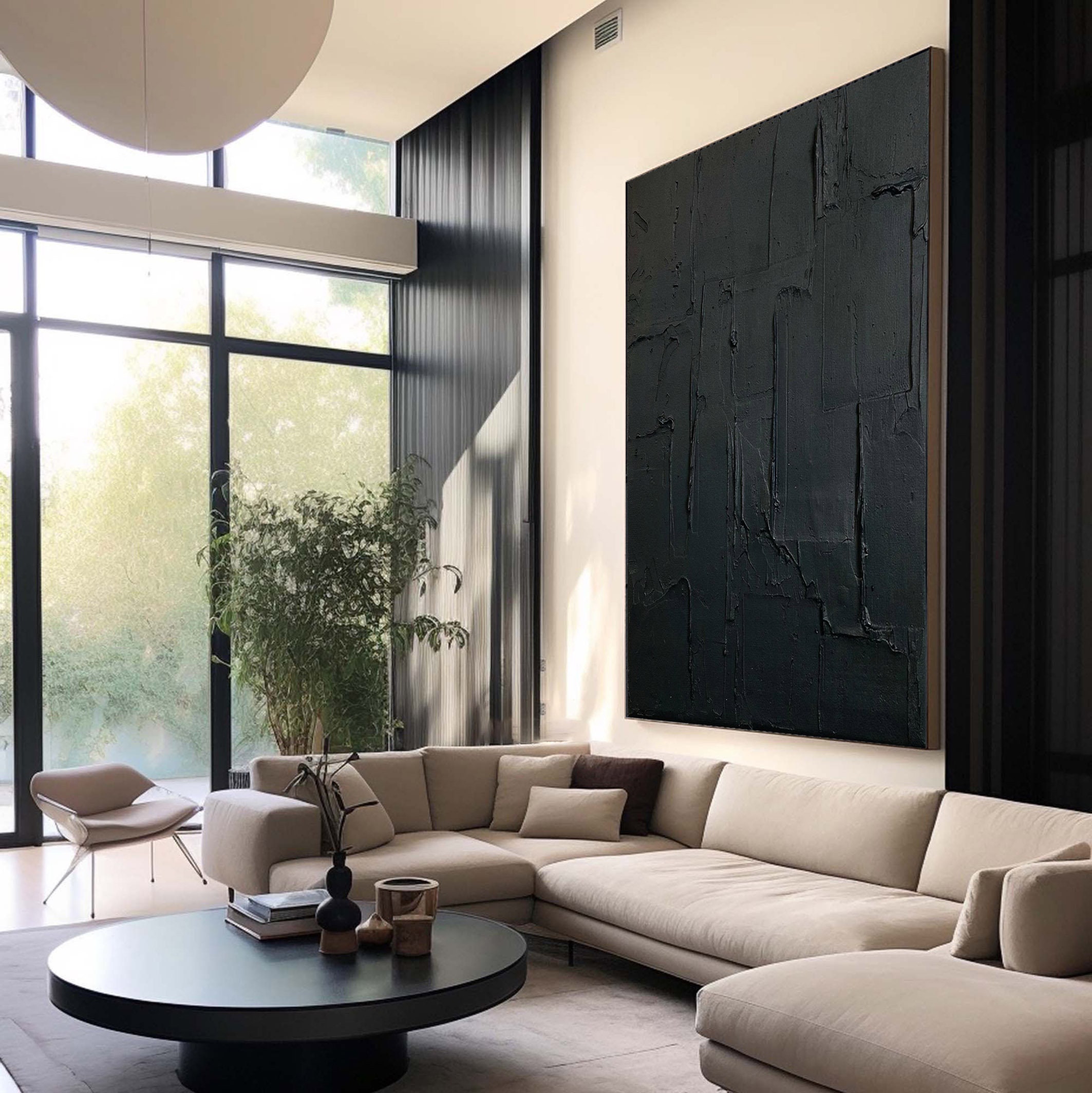 Large Black Abstract Painting: 3D Texture, Minimalist Wall Art - Etsy ...