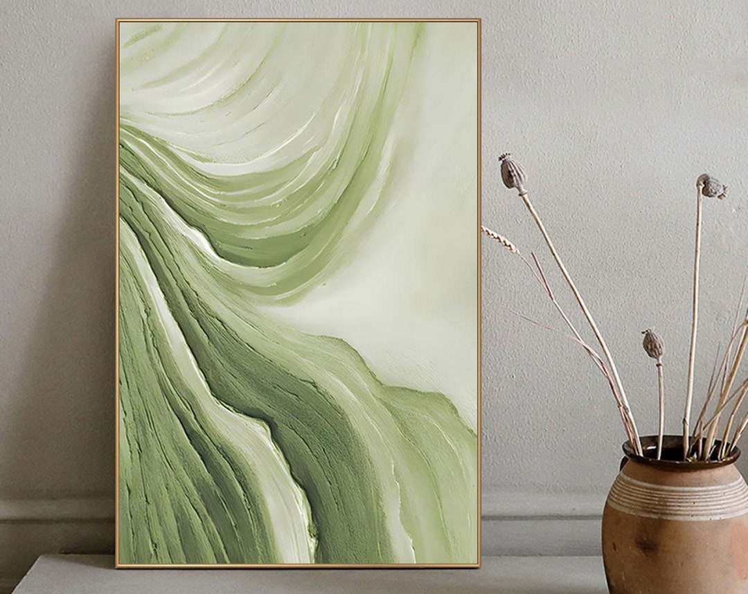 Lime Green Abstract Texture Painting: Minimalist Green Wall Art - Etsy