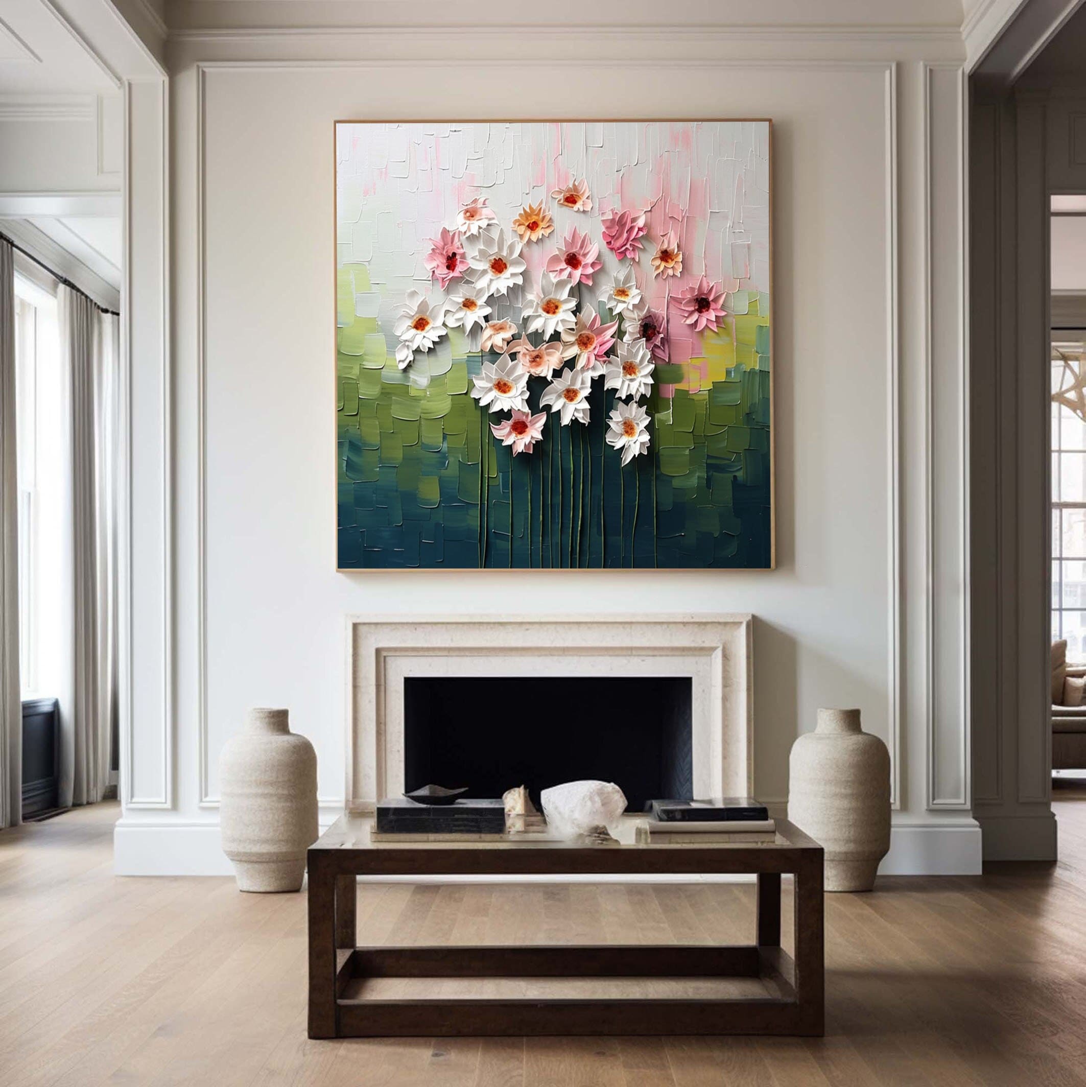 Large Colorful Abstract Oil Painting for Modern Interior Walls