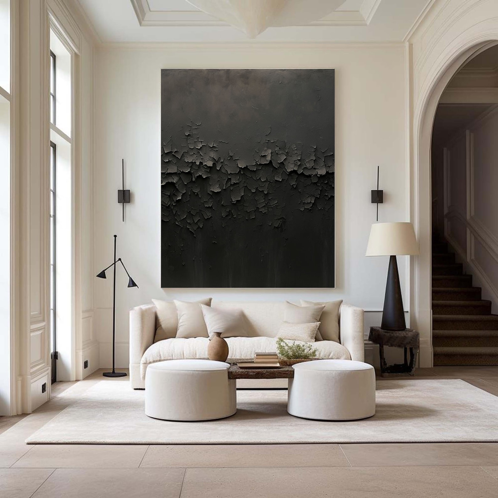 Black Charred Texture Painting: 3D Minimalist Abstract Wall Art - Etsy