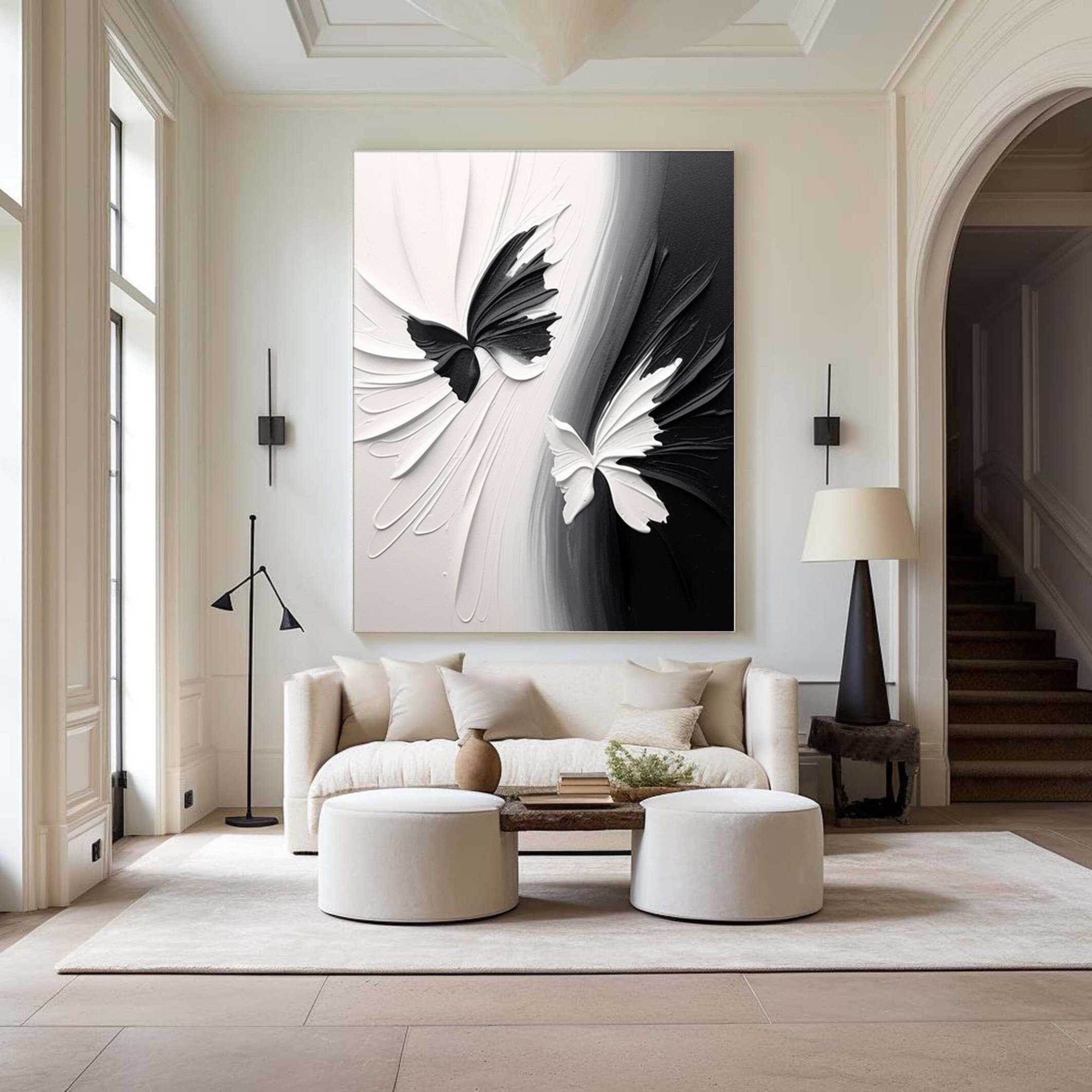 Buy Black and White 3D Texture Art - Modern Minimalist Framed Design