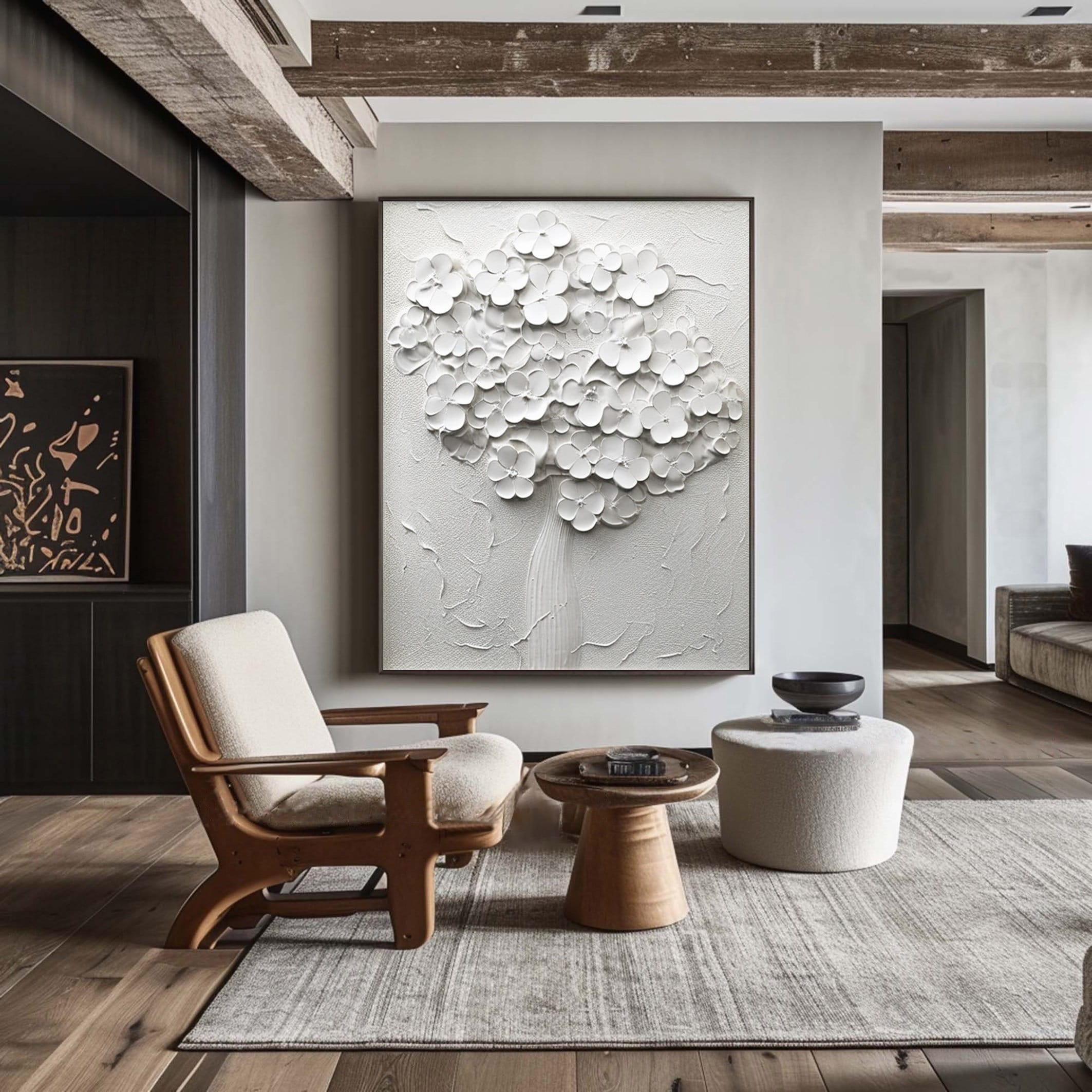 Framed Black and White 3D Texture Art - Minimalist Modern Design