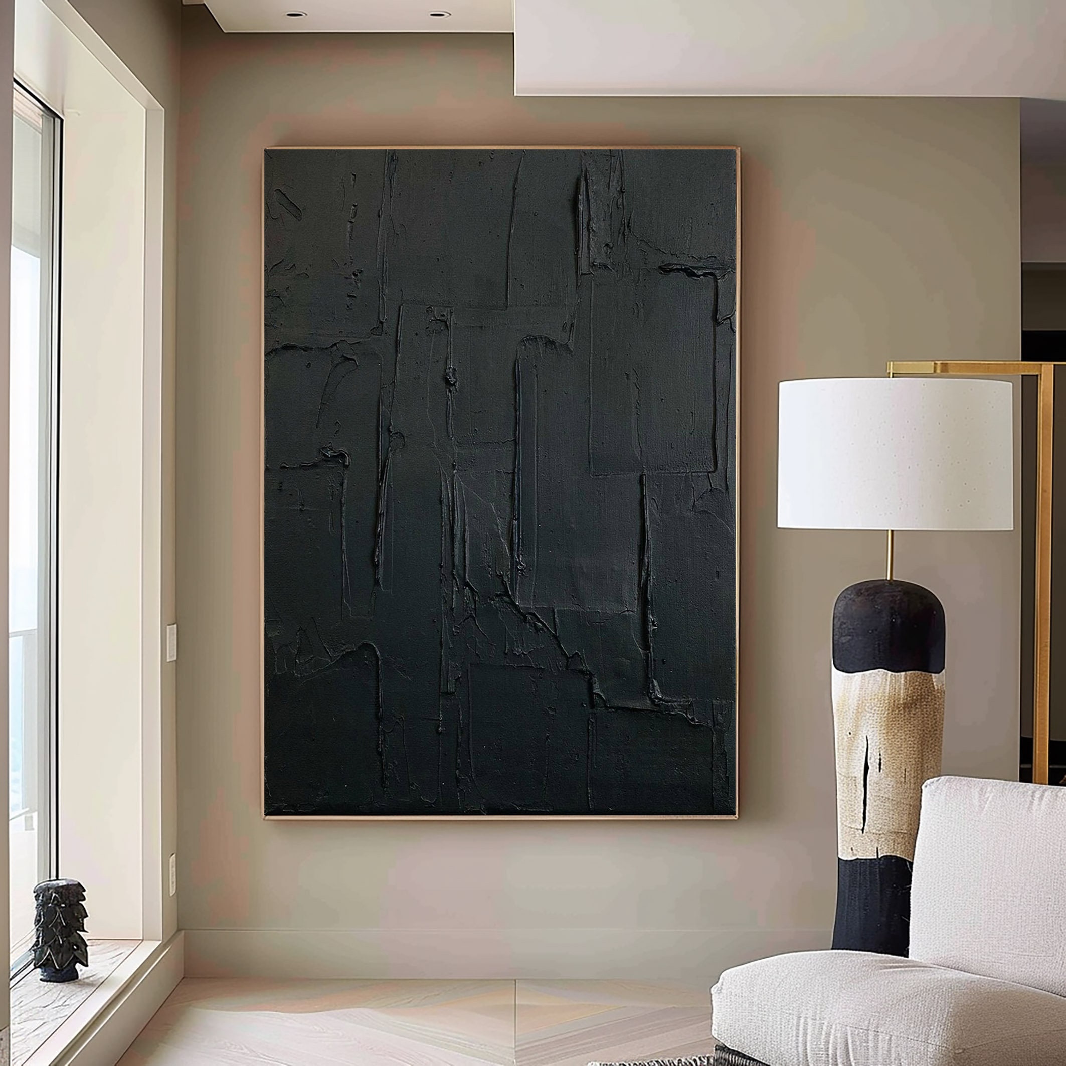 Large Black Abstract Painting: 3D Texture, Minimalist Wall Art - Etsy ...
