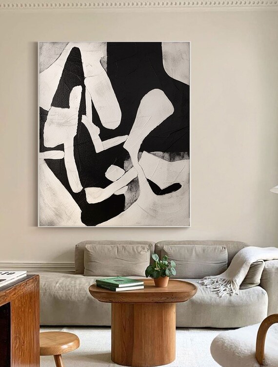 Valorizza la tua casa con quadri su tela di grandi dimensioni: moderni  dipinti astratti minimalisti in nero e grigio Accattivante fascino Wabi  Sabi -  Italia