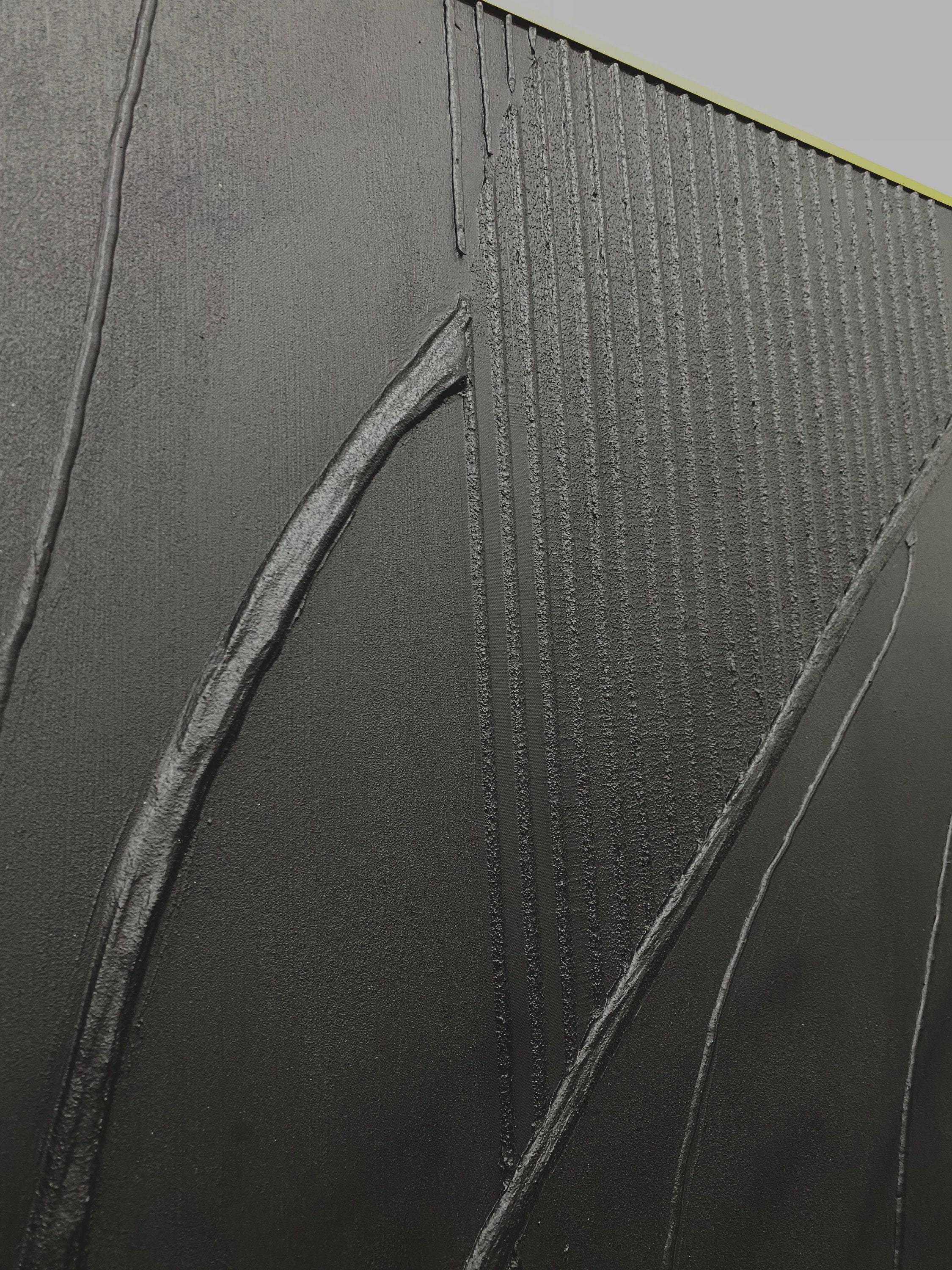 Large Black 3D Texture Painting: Minimalist Abstract Wall Art - Etsy