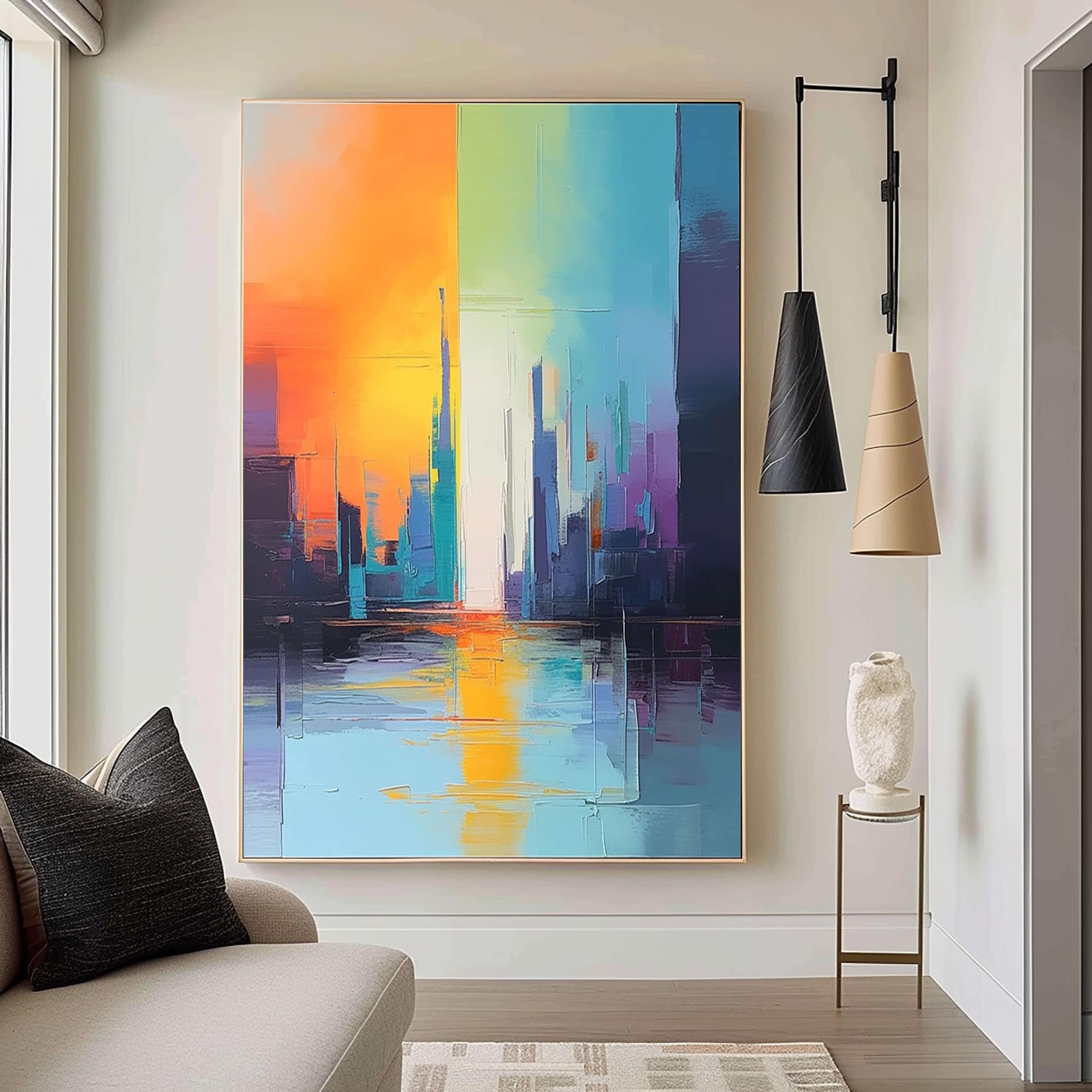 Colorful Modern Abstract Painting – Large 3D Textured Wall Art