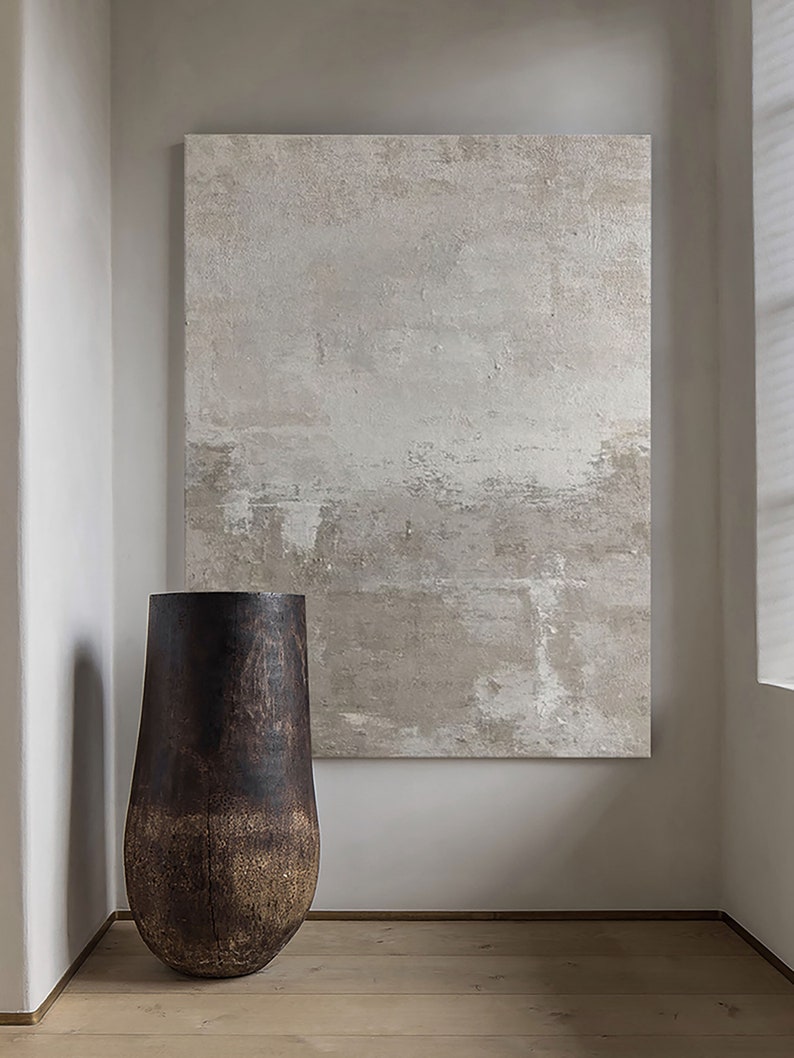 Large Original Gray Abstract Painting for Living Room Etsy