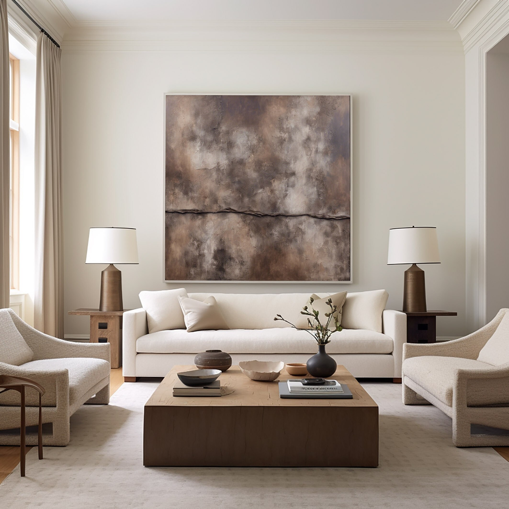 抽象画　茶色　絵画　アート作品 NO.326】チョコレートブラウンの抽象画モダンアートポスター☆茶色