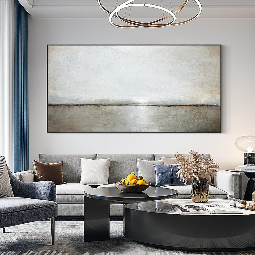Large Abstract Canvas Art,gray Minimalist Abstract Painting, Nordic