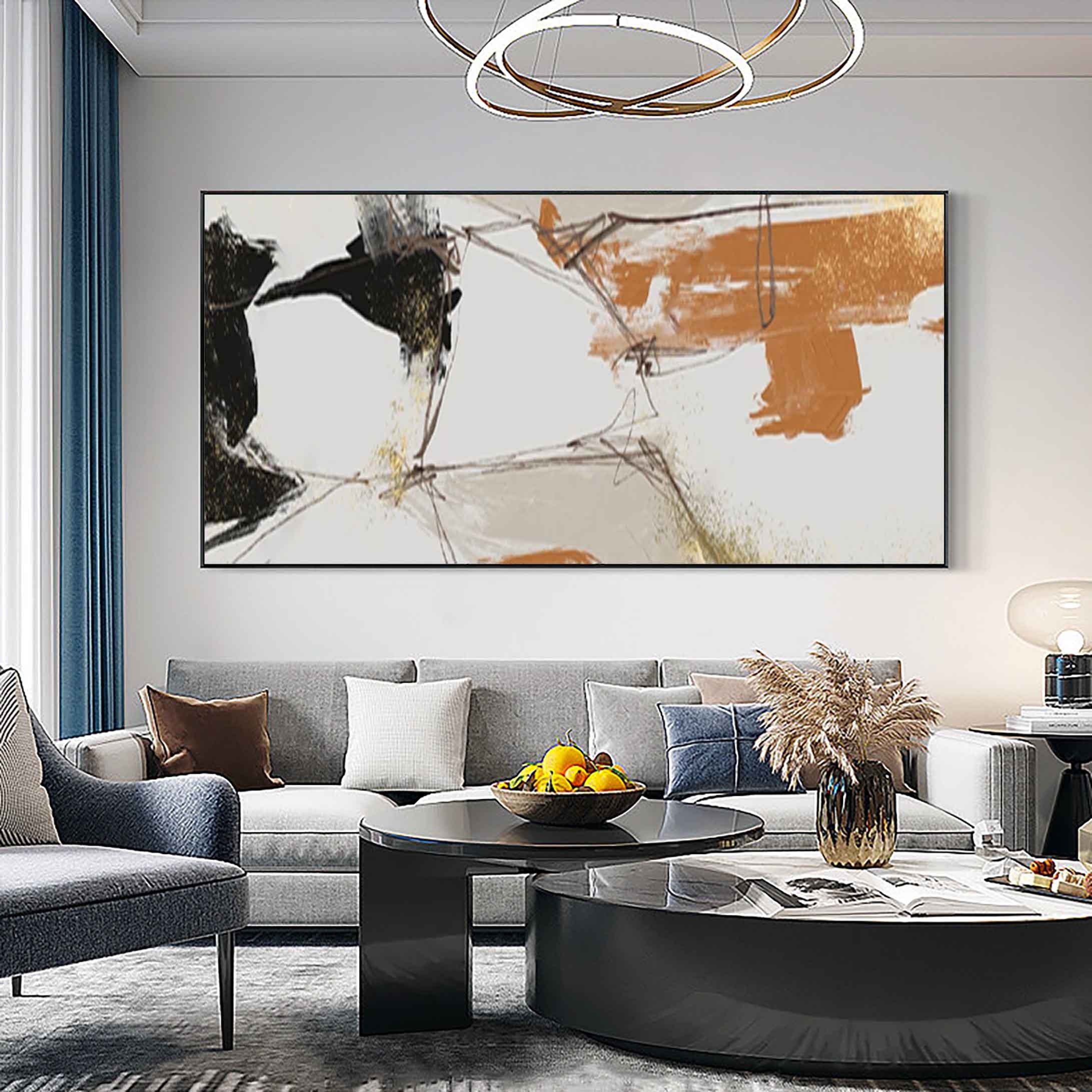 Large Original Orange Abstract Painting for Living Room - Etsy