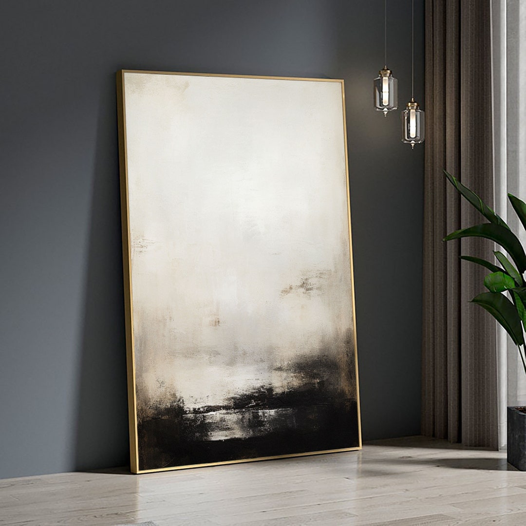 Large Gray Black Minimalist Texture Painting Gray Black Wall Art Black