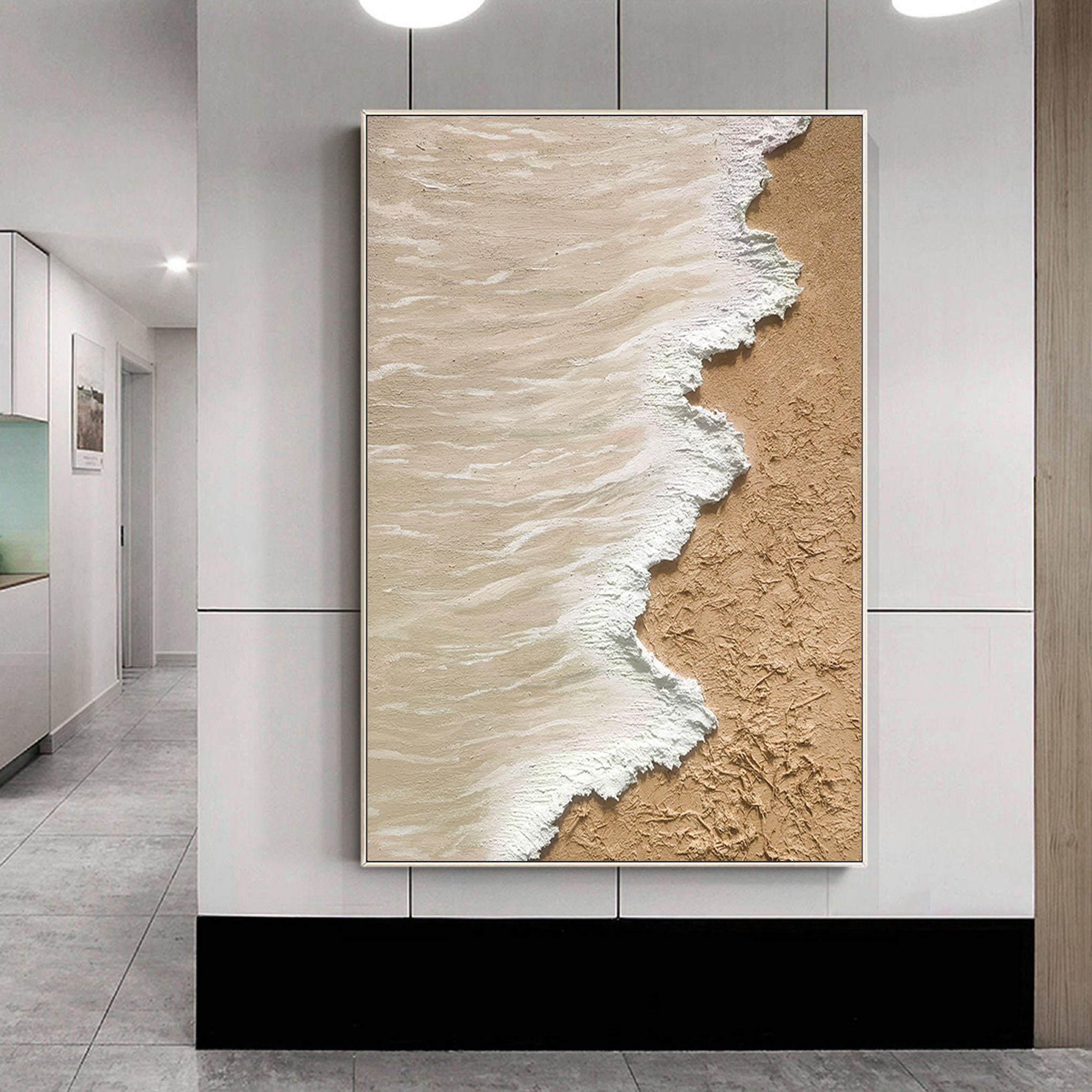 Beige 3D Textured Ocean Wave Painting: Brown Abstract Wall Art - Etsy