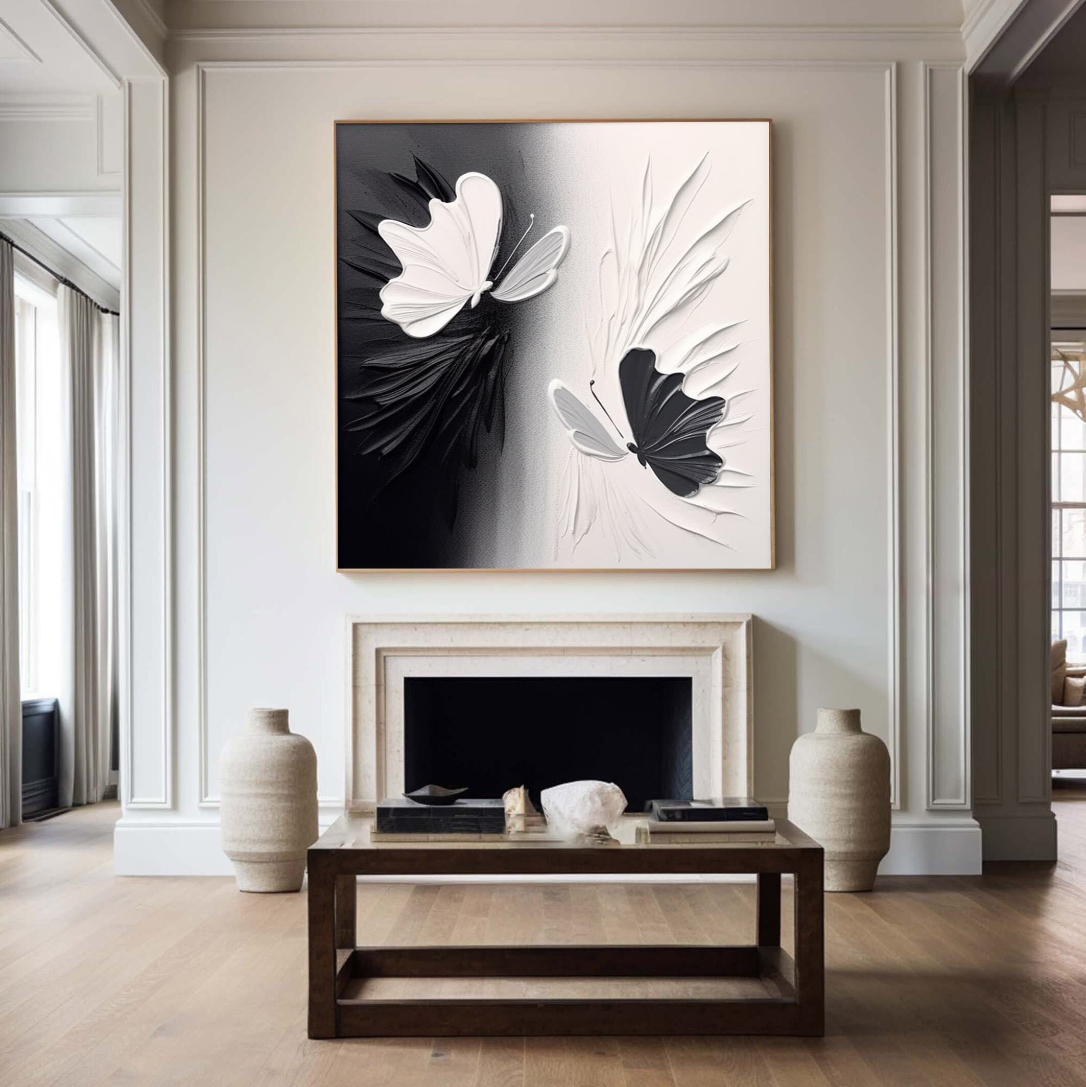 Black and White 3D Textured Painting - Minimalist Modern Wall Art