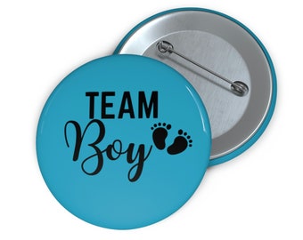 Team Boy Gender Reveal Button Pin Backs Baby Shower