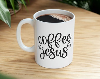 Taza de café y Jesús, taza de la iglesia, regalo cristiano, Jesús y café, taza de café cristiana, regalo cristiano divertido, regalo de Jesús, taza de café