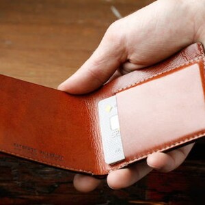 Leather Slim Wallet, Minimalist, Australian, Sustainable, Tan, Handmade, Billfold Wallet, Leather Wallet