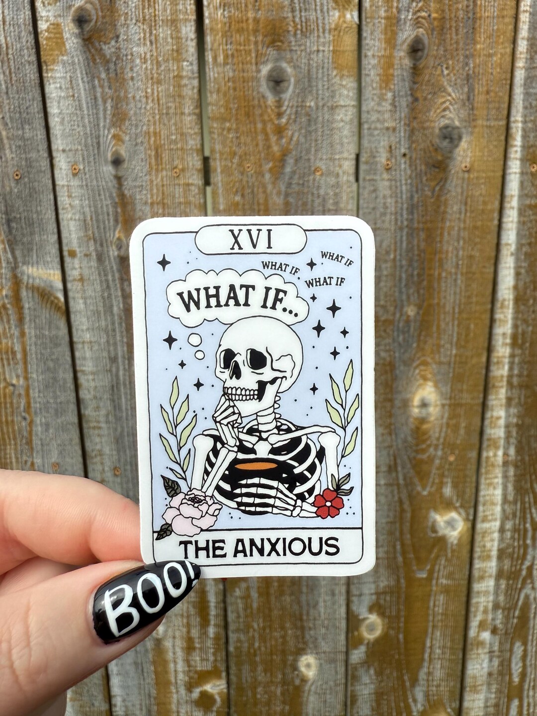 Anxious Skeleton Vinyl Sticker | Tarot - Etsy