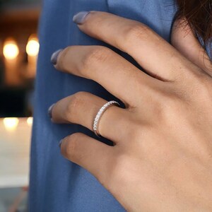 14k Solid Gold Moissanite Half Eternity Wedding Band, Delicate Diamond Wedding Band, Dainty Matching Wedding Band For Women, Promise Gift