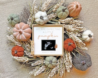 Expecting a Little Pumpkin Pregnancy Announcement, Editable Digital Template, Gender Neutral Baby Reveal, Fall Pregnancy Announcement