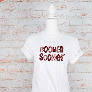BOOMER SOONER - Oklahoma University - Football Sports T-Shirt - OU Sooners - Okie - Football Shirt - Fun Doodle Style Shirt
