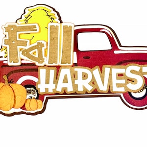 Titolo del camion del raccolto autunnale, creazione di album, decorazioni per album, layout, diari, lavagne per insegnanti, ecc.