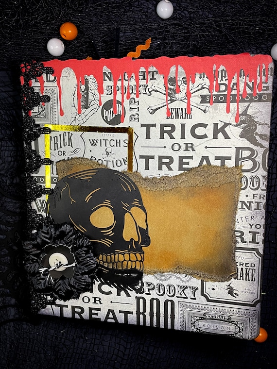 Halloween Scrapbook Album 8x9 Horror Junk Journal Etsy