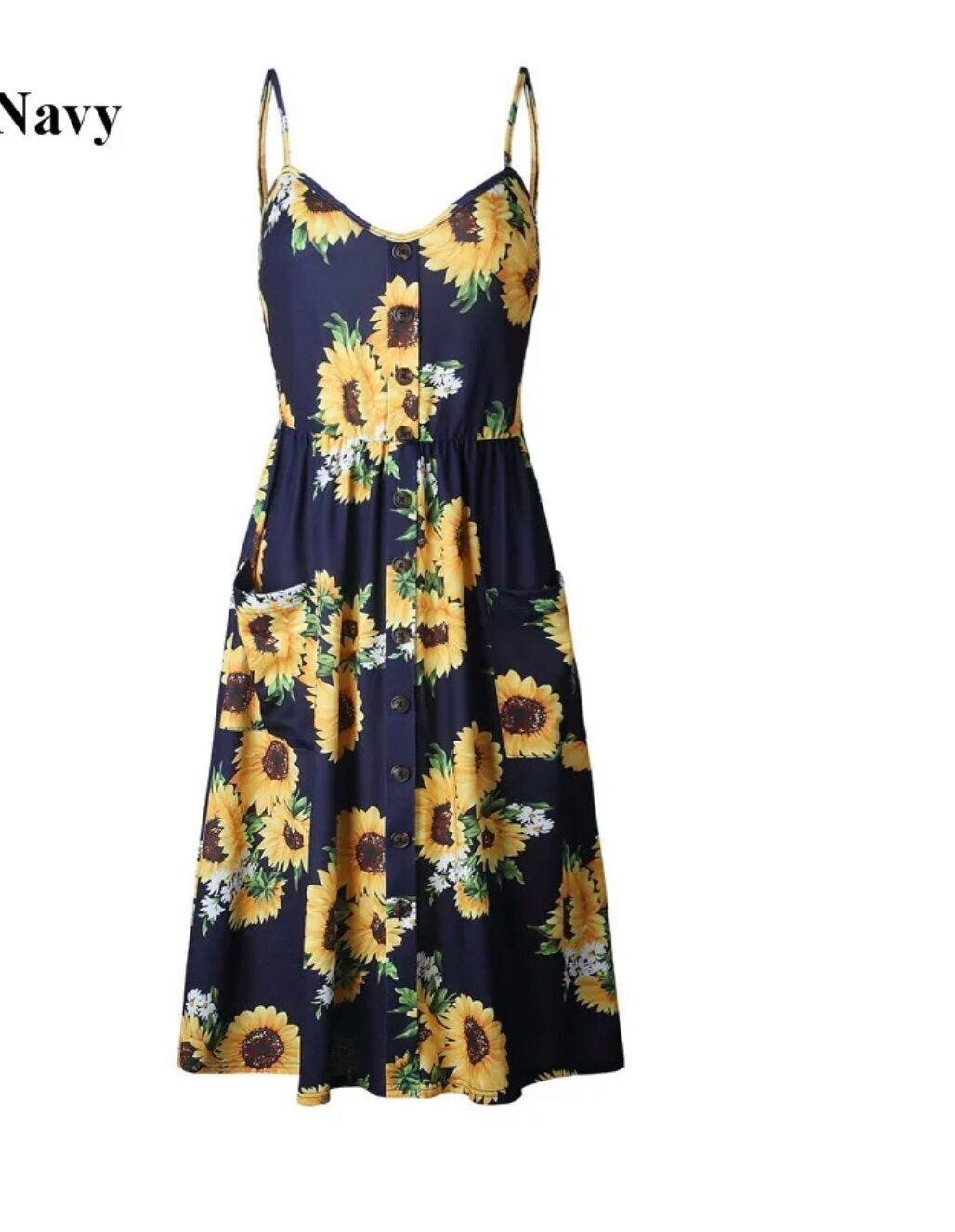 Navy Sunflower Dress - Etsy