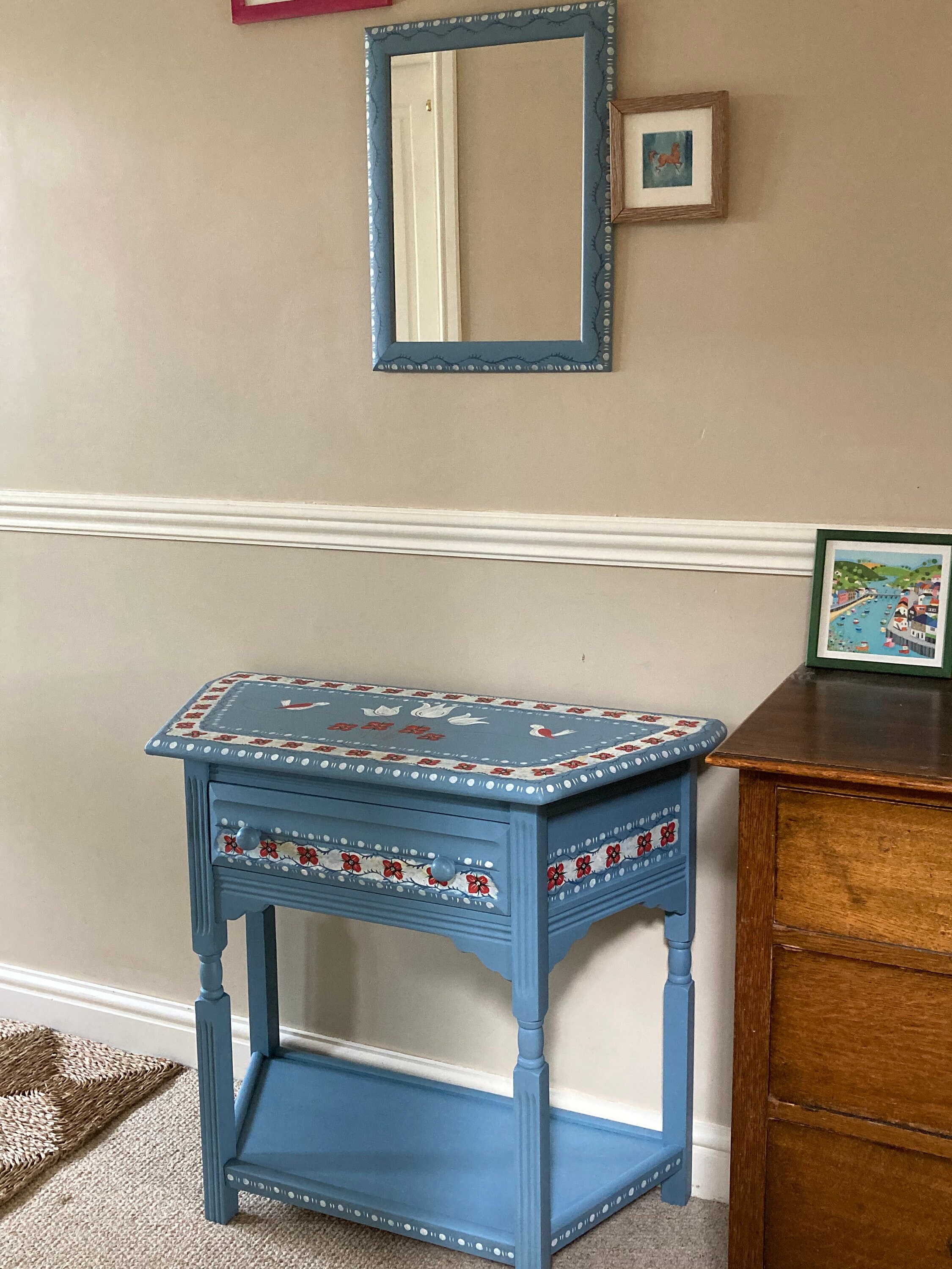 Handpainted Upcycled Hall/dressing or Console Table - Etsy UK