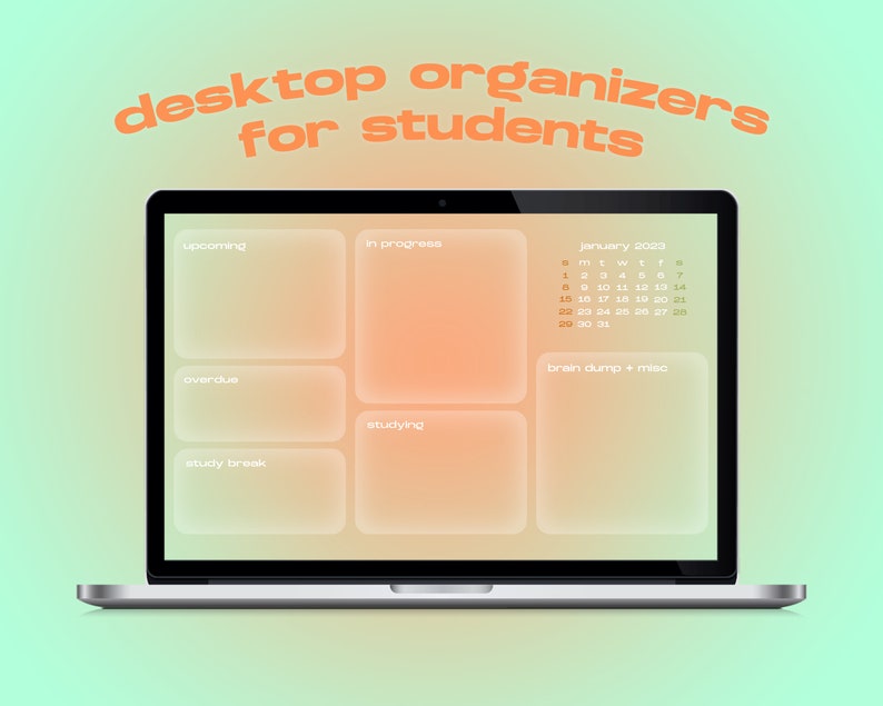 Student Desktop Organizer Wallpaper Bundle Aesthetic Aura Etsy