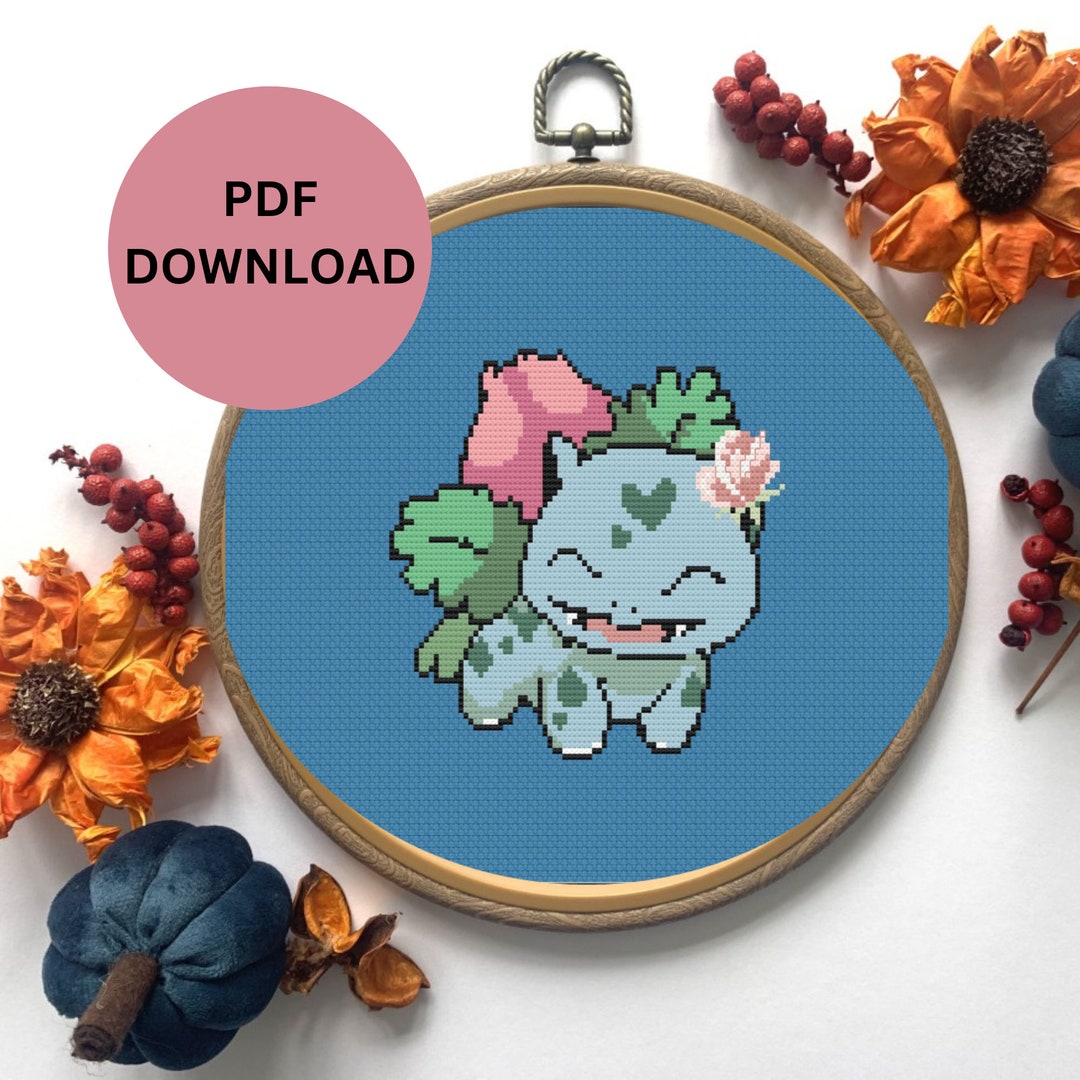 Hello Petal Ivysaur Pokemon Cross Stitch Digital Pattern - Etsy