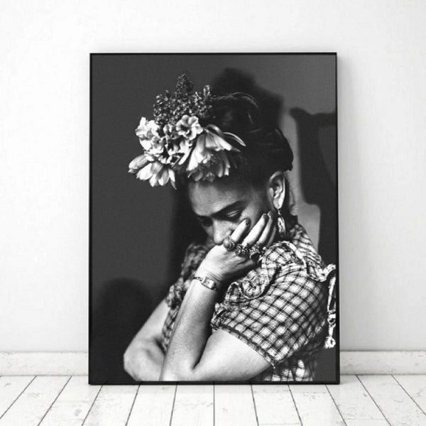 Retrato Frida Khalo imprimible, blanco negro Frida Kahlos impresión de arte, frida khalo impresión foto