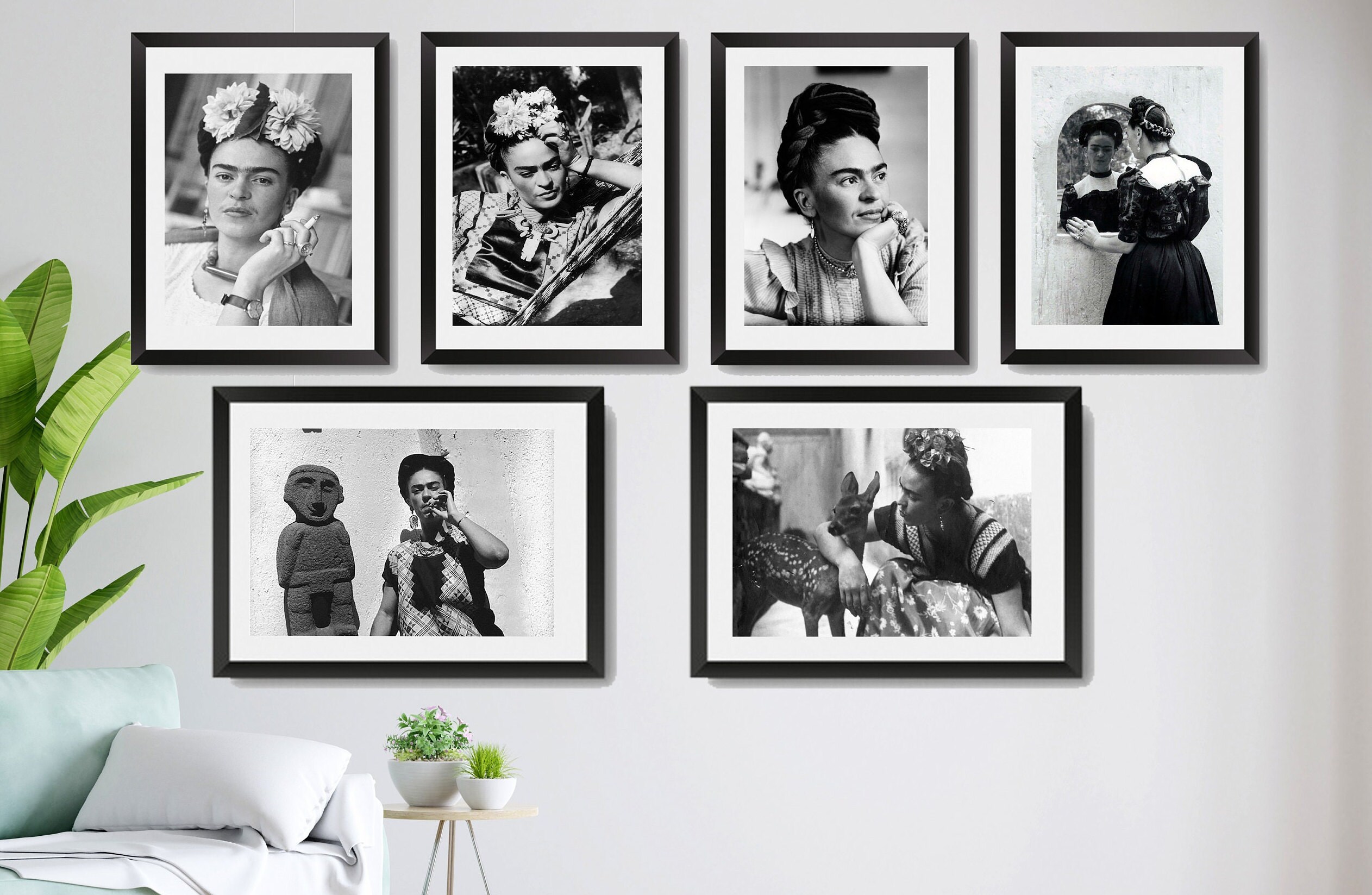 SET 6 Frida Kahlo Printable Poster, Frida Kahlo Print Black and White - Etsy