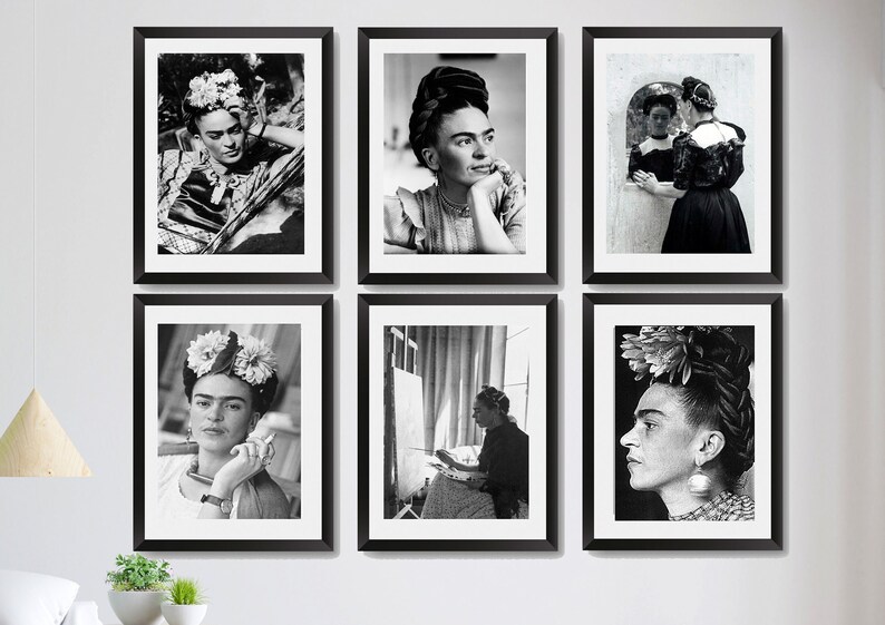 Frida Kahlo SET 6 Poster Printable, Frida Kahlo Print Black and White ...