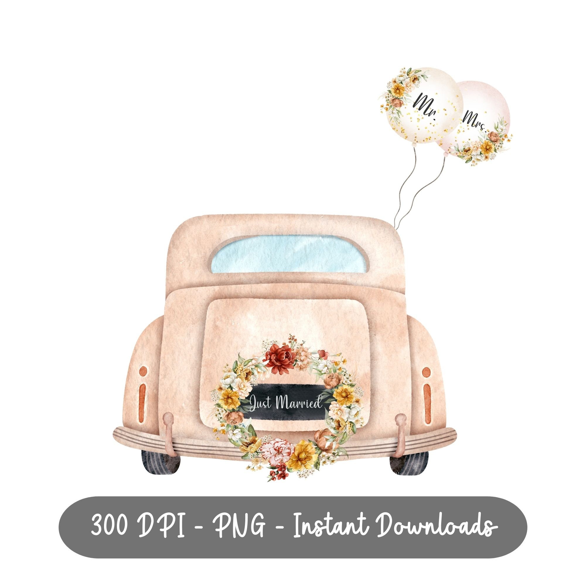 Just Married Auto Download Just Married PNG Just Married Car Prints Mr & Mrs - Etsy UK