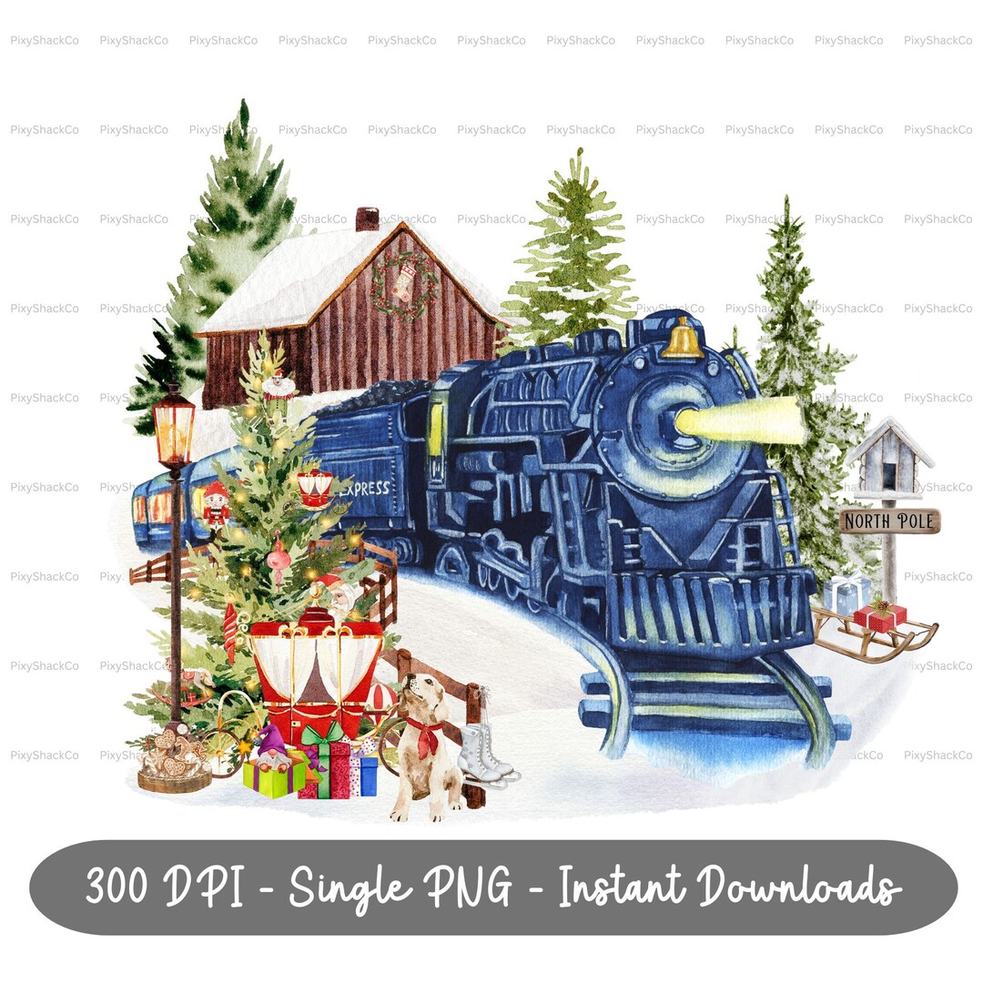 North Pole Train PNG Christmas Village Sublimation Design - Etsy