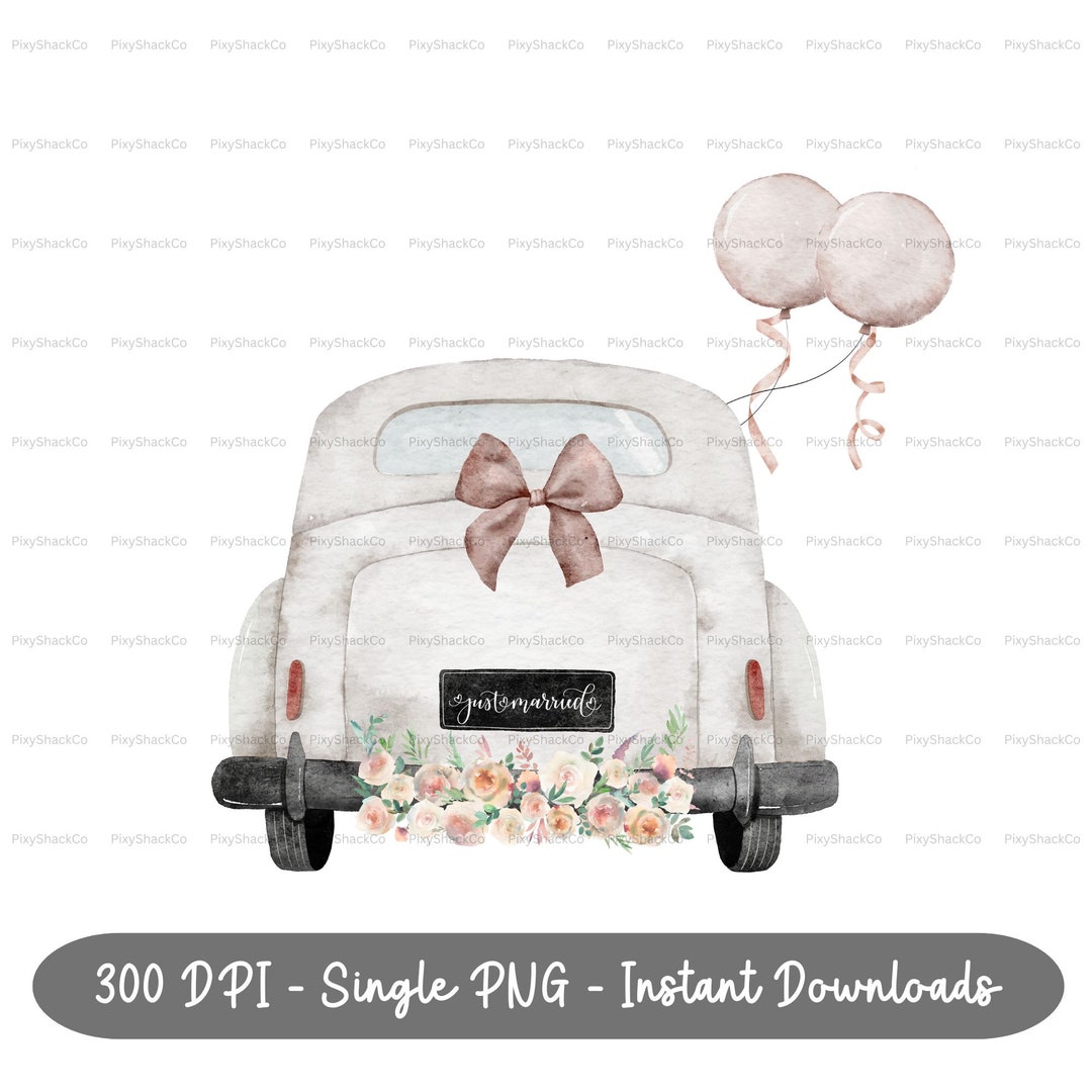 Just Married PNG, Just Married Car Prints, Couple Watercolor Clipart ...